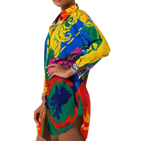 Colorful Shirt Dress 💲Price Firm💲 - Picture 2 of 3